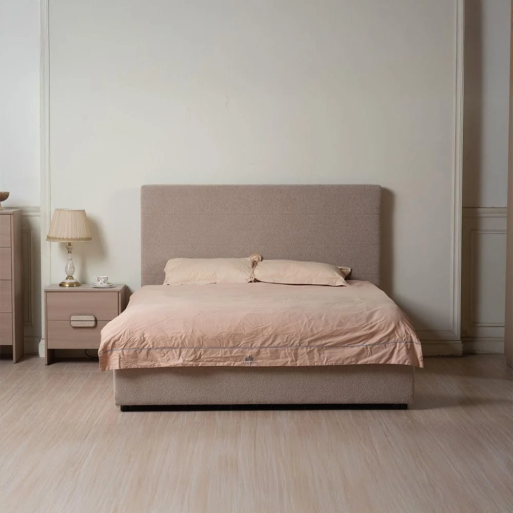 تخت خواب دو نفره کینگ روکش دار تراوی Danube Home مدل 180x200 | مبلمان قاب تخت خواب چوبی با طراحی مدرن | تخت خواب راحت (تشک شامل نمی شود) ابعاد L215xW192xH140cm-بژ تیره تخت خواب دو نفره کینگ روکش دار تراوی Danube Home مدل 180x200 | مبلمان قاب تخت خواب چوبی با طراحی مدرن | تخت خواب راحت (تشک شامل نمی شود) ابعاد L215xW192xH140cm-بژ تیره