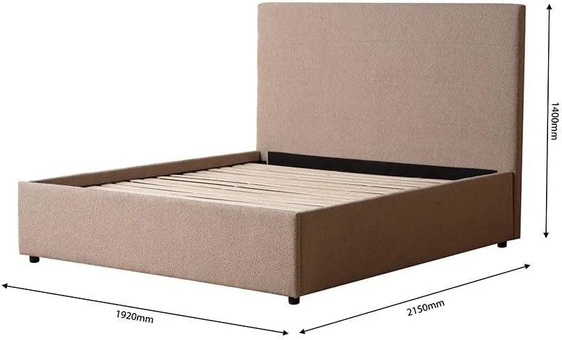 تخت خواب دو نفره کینگ روکش دار تراوی Danube Home مدل 180x200 | مبلمان قاب تخت خواب چوبی با طراحی مدرن | تخت خواب راحت (تشک شامل نمی شود) ابعاد L215xW192xH140cm-بژ تیره تخت خواب دو نفره کینگ روکش دار تراوی Danube Home مدل 180x200 | مبلمان قاب تخت خواب چوبی با طراحی مدرن | تخت خواب راحت (تشک شامل نمی شود) ابعاد L215xW192xH140cm-بژ تیره