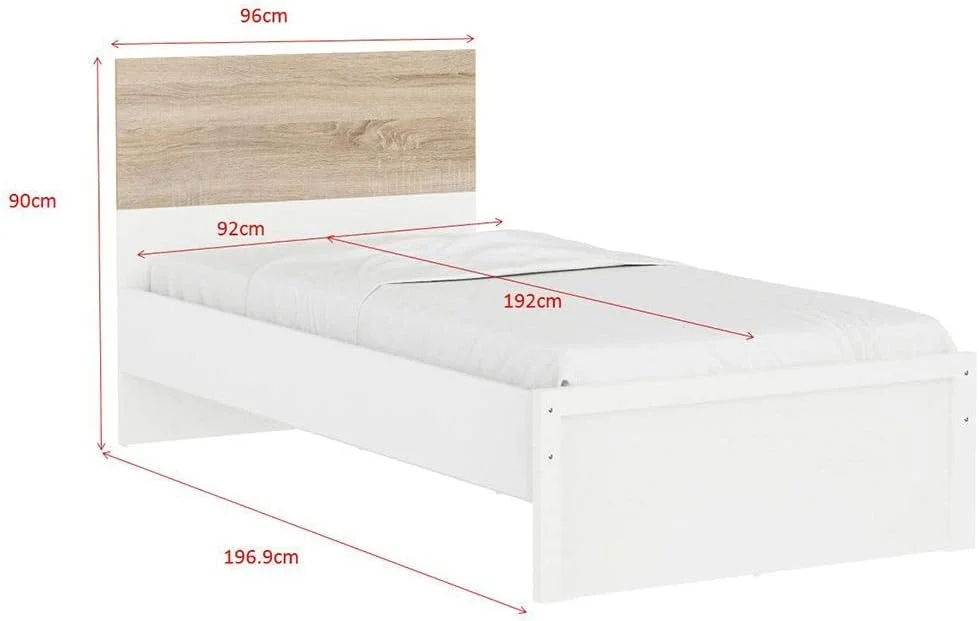 تخت خواب یک نفره دانوب هوم مدل Aurora سایز 90X190 | تخت خواب چوبی یک نفره با طراحی مدرن، قوی و بادوام | تخت خواب آرام و راحت | ساخت مالزی - سفید/بلوط طبیعی تخت خواب یک نفره دانوب هوم مدل Aurora سایز 90X190 | تخت خواب چوبی یک نفره با طراحی مدرن، قوی و بادوام | تخت خواب آرام و راحت | ساخت مالزی - سفید/بلوط طبیعی