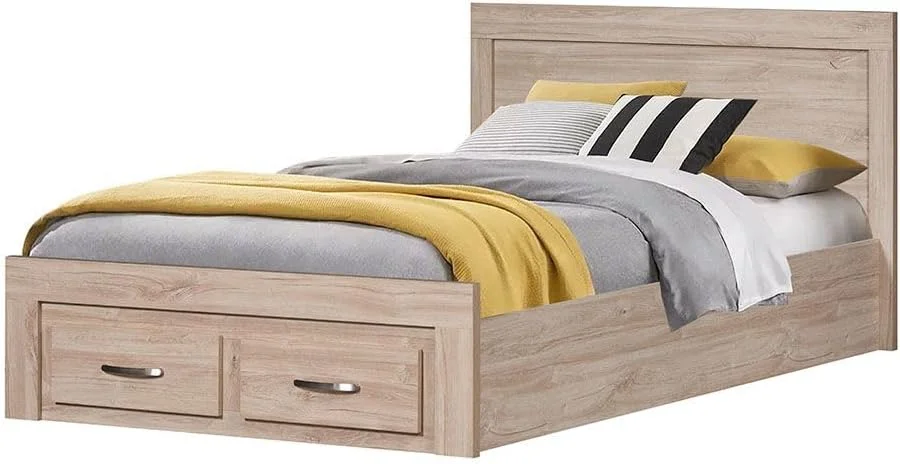 تخت یک نفره 120x200 دانوب هوم بولیوار با 2 کشو در قسمت جلویی | طراحی مدرن و مستحکم، مبلمان تخت خواب یک نفره چوبی | تخت خواب های آرام و راحت، ابعاد: طول 207 x عرض 132 x ارتفاع 90 سانتی متر - بلوط کهنه تخت یک نفره 120x200 دانوب هوم بولیوار با 2 کشو در قسمت جلویی | طراحی مدرن و مستحکم، مبلمان تخت خواب یک نفره چوبی | تخت خواب های آرام و راحت، ابعاد: طول 207 x عرض 132 x ارتفاع 90 سانتی متر - بلوط کهنه