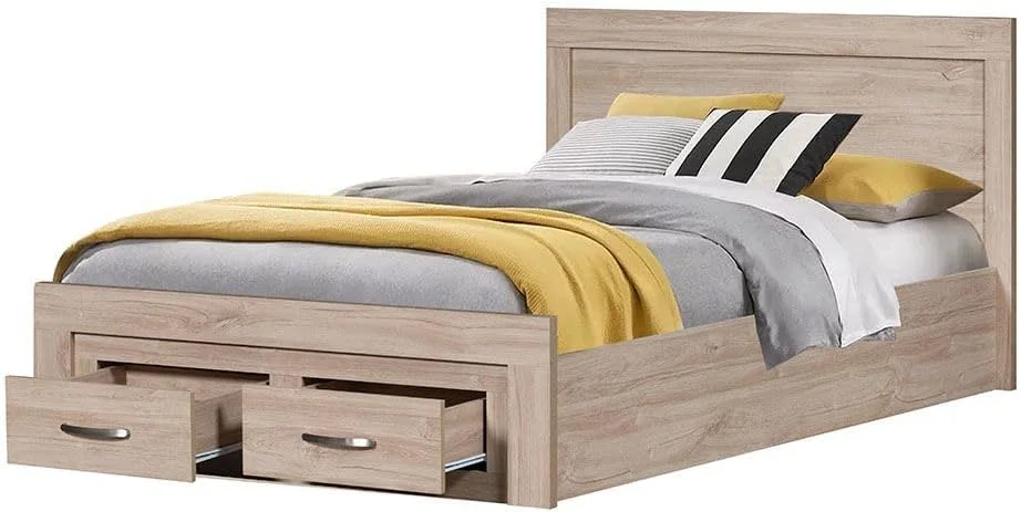 تخت یک نفره 120x200 دانوب هوم بولیوار با 2 کشو در قسمت جلویی | طراحی مدرن و مستحکم، مبلمان تخت خواب یک نفره چوبی | تخت خواب های آرام و راحت، ابعاد: طول 207 x عرض 132 x ارتفاع 90 سانتی متر - بلوط کهنه تخت یک نفره 120x200 دانوب هوم بولیوار با 2 کشو در قسمت جلویی | طراحی مدرن و مستحکم، مبلمان تخت خواب یک نفره چوبی | تخت خواب های آرام و راحت، ابعاد: طول 207 x عرض 132 x ارتفاع 90 سانتی متر - بلوط کهنه