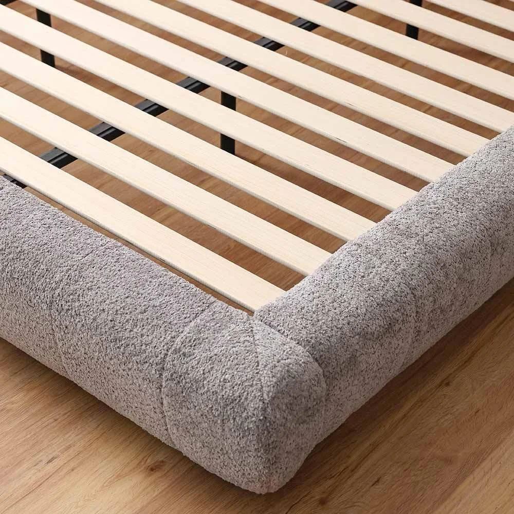 تخت خواب دو نفره کینگ دانوب هوم مدل آراگون 180X200 | طراحی مدرن و مقاوم، قاب تخت خواب چوبی | تخت خواب راحت و بی صدا (تشک شامل نمی شود) ابعاد: L246xW215xH112cm - خاکستری تیره