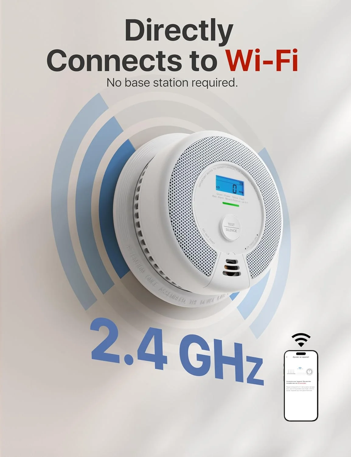 دستگاه ترکیبی تشخیص دود و مونوکسید کربن هوشمند X-Sense با باتری قابل تعویض، آشکارساز دود و مونوکسید کربن Wi-Fi با اعلان‌های برنامه در زمان واقعی، مدل SC07-WX، بسته‌ی 1 عددی