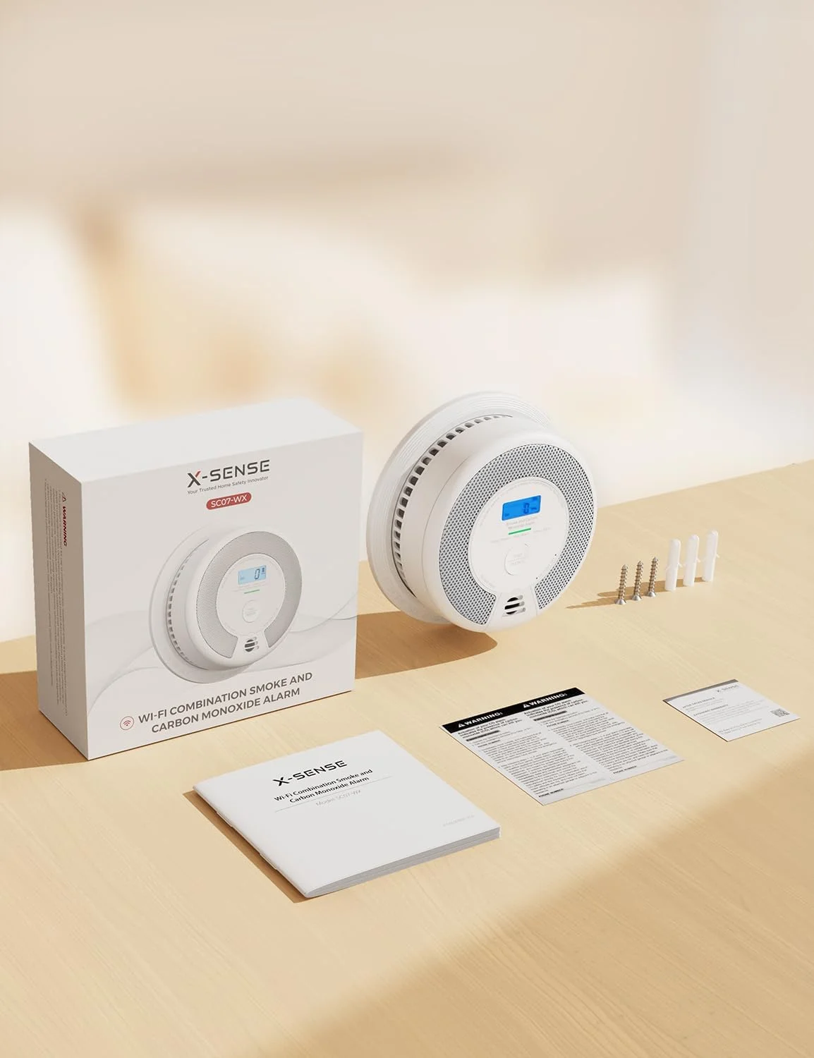 دستگاه ترکیبی تشخیص دود و مونوکسید کربن هوشمند X-Sense با باتری قابل تعویض، آشکارساز دود و مونوکسید کربن Wi-Fi با اعلان‌های برنامه در زمان واقعی، مدل SC07-WX، بسته‌ی 1 عددی