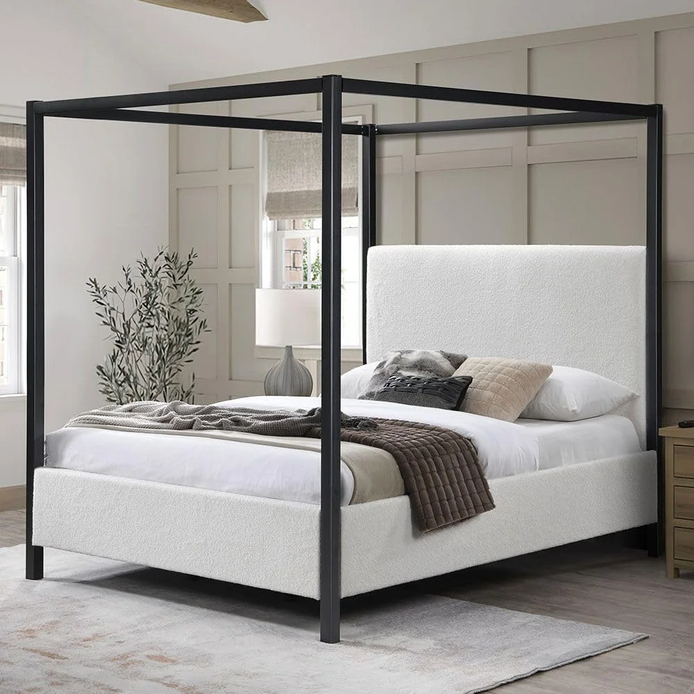 تخت خواب فلزی دو نفره تاج دار دونای هوم مدل جمینی سایز کوئین 160X200 با تاج تخت روکش دار | طراحی مدرن | مبلمان تخت خواب دو نفره (تشک شامل نمی شود) ساخت مالزی ابعاد L213xW167xH195cm-مشکی و کرم تخت خواب فلزی دو نفره تاج دار دونای هوم مدل جمینی سایز کوئین 160X200 با تاج تخت روکش دار | طراحی مدرن | مبلمان تخت خواب دو نفره (تشک شامل نمی شود) ساخت مالزی ابعاد L213xW167xH195cm-مشکی و کرم
