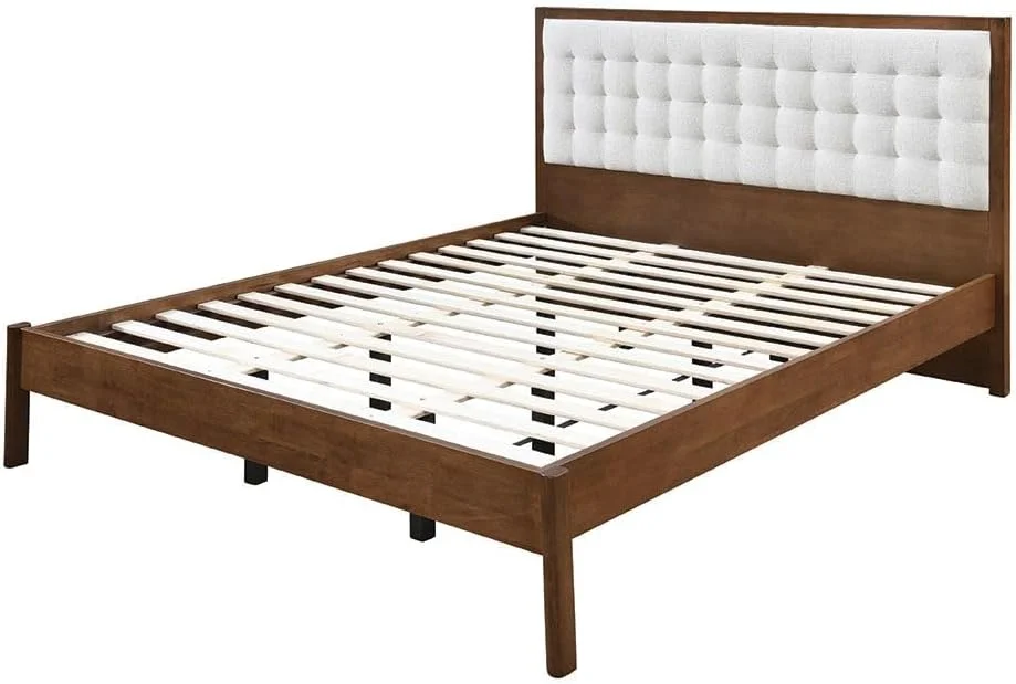 تخت خواب دو نفره چوبی دانوب هوم مدل Derby Daisy با ابعاد ۱۶۰x۲۰۰ به همراه تاج تخت پارچه ای | طراحی مدرن، قاب تخت خواب دو نفره چوبی | تخت خواب راحت (تشک شامل نمی شود) ابعاد L209xW183xH120cm - قهوه ای + بژ تخت خواب دو نفره چوبی دانوب هوم مدل Derby Daisy با ابعاد ۱۶۰x۲۰۰ به همراه تاج تخت پارچه ای | طراحی مدرن، قاب تخت خواب دو نفره چوبی | تخت خواب راحت (تشک شامل نمی شود) ابعاد L209xW183xH120cm - قهوه ای + بژ