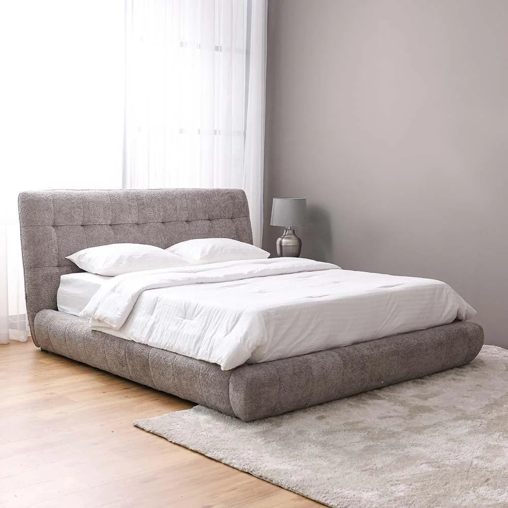 تخت خواب دو نفره دانوب هوم آراگون 150x200 | طراحی مدرن، قاب تخت خواب چوبی | تخت خواب راحت (تشک شامل نمی شود) ابعاد: L246xW185xH112cm - خاکستری تیره