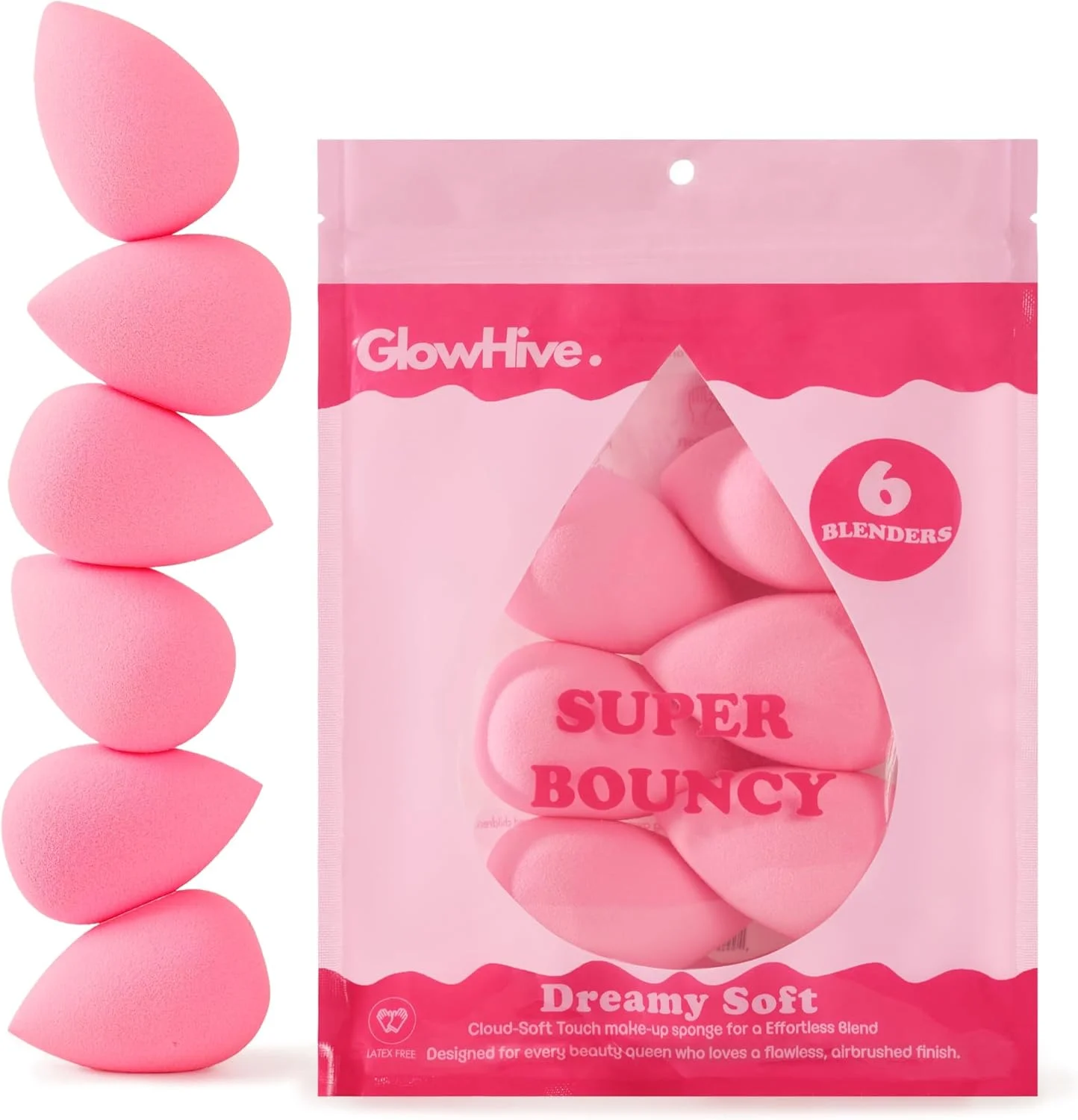 مجموعه اسفنج آرایشی GlowHive. مجموعه 6 عددی اسفنج آرایشی بدون لاتکس | اسفنج های آرایشی فوق العاده نرم و با کیفیت بالا برای کرم پودر، پودر، کرم و مایع | استفاده بی عیب و نقص و بدون رگه مجموعه اسفنج آرایشی GlowHive. مجموعه 6 عددی اسفنج آرایشی بدون لاتکس | اسفنج های آرایشی فوق العاده نرم و با کیفیت بالا برای کرم پودر، پودر، کرم و مایع | استفاده بی عیب و نقص و بدون رگه