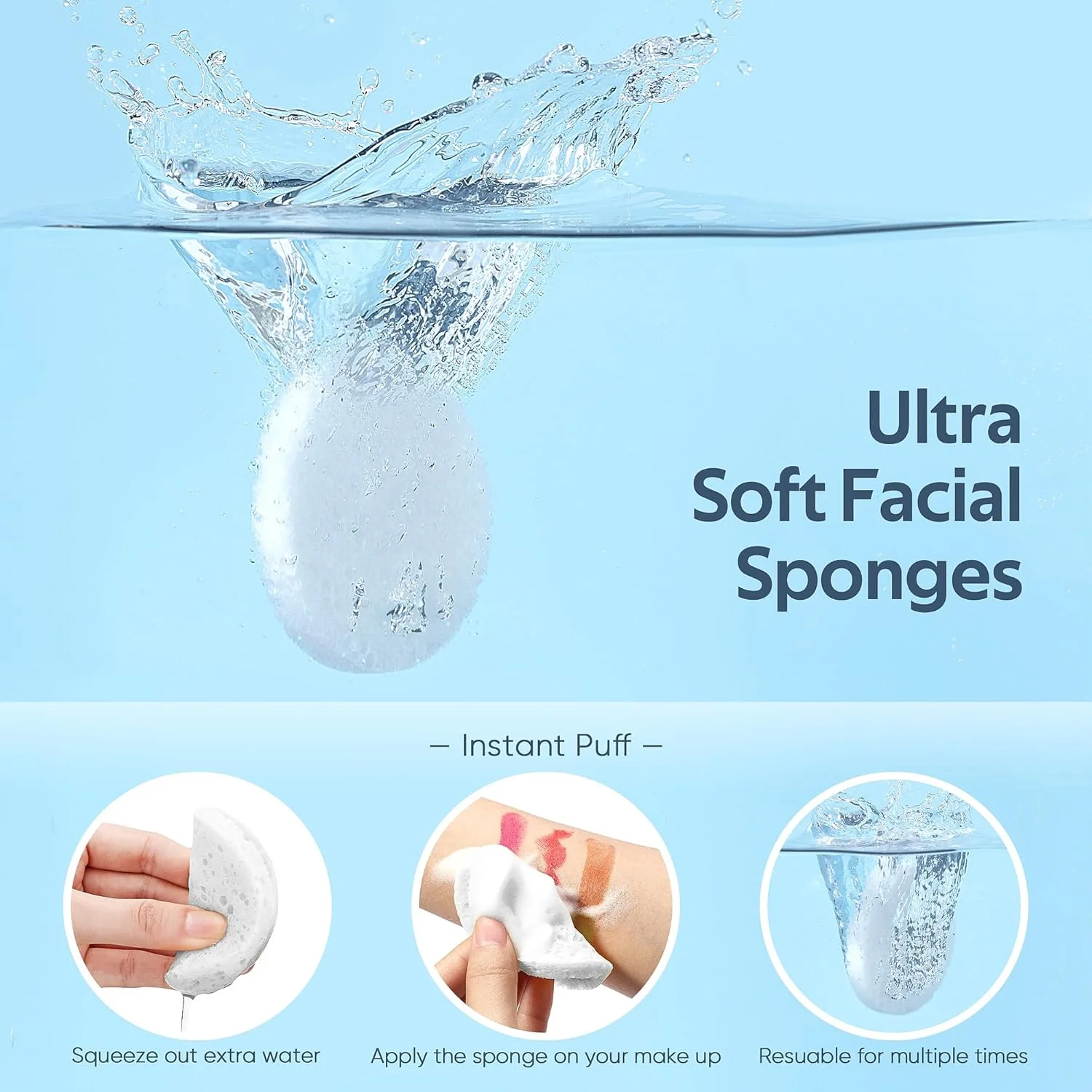 پدهای فشرده صورت GAINWELL، بسته 50 عددی به همراه محفظه نگهداری، برای پاکسازی صورت، پاک کننده آرایش چند بار مصرف، قابل حمل، مناسب برای مسافرت، سفید