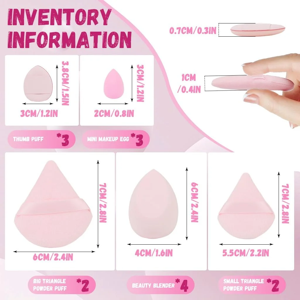 مجموعه 14 عددی پد آرایشی هانیا، پد پودر صورت برای خانم ها، پدهای آرایشی چند منظوره، پد آرایشی مثلثی، پدهای ترکیبی فونداسیون سایز انگشتی برای پودر شل، مایع (صورتی) مجموعه 14 عددی پد آرایشی هانیا، پد پودر صورت برای خانم ها، پدهای آرایشی چند منظوره، پد آرایشی مثلثی، پدهای ترکیبی فونداسیون سایز انگشتی برای پودر شل، مایع (صورتی)