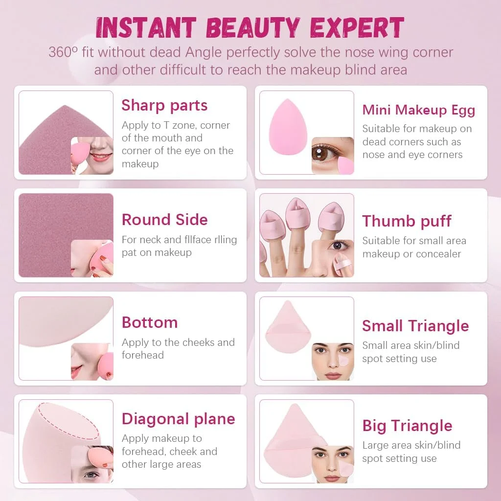 مجموعه 14 عددی پد آرایشی هانیا، پد پودر صورت برای خانم ها، پدهای آرایشی چند منظوره، پد آرایشی مثلثی، پدهای ترکیبی فونداسیون سایز انگشتی برای پودر شل، مایع (صورتی) مجموعه 14 عددی پد آرایشی هانیا، پد پودر صورت برای خانم ها، پدهای آرایشی چند منظوره، پد آرایشی مثلثی، پدهای ترکیبی فونداسیون سایز انگشتی برای پودر شل، مایع (صورتی)