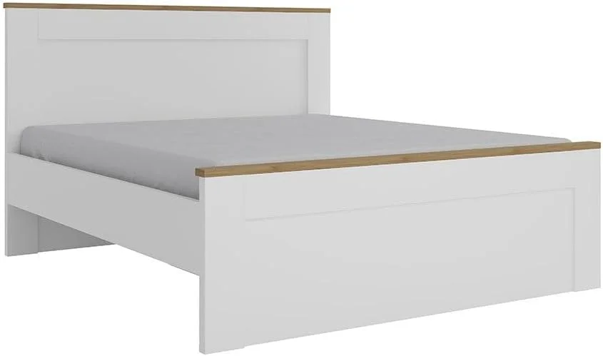 تخت خواب دونفره کینگ 180X200 مدل Pera Danube Home | طراحی مدرن و مقاوم، قاب تخت خواب چوبی | تخت خواب های آرام و راحت L 214.8 x W 187.7 x H 120 سانتی متر - سفید/بلوط روشن