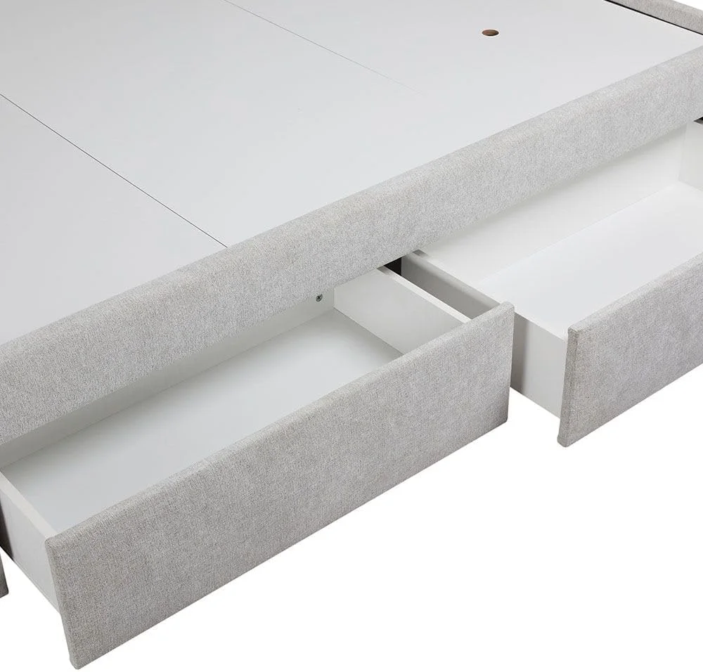 تخت خواب دو نفره کینگ دانوب هوم مدل Bacia با ابعاد 180X200 به همراه 2 کشو در قسمت جلویی | طراحی مدرن و مقاوم، ساخته شده از چوب | تخت خوابی آرام و راحت با ابعاد 218x191x111 سانتی متر - خاکستری روشن تخت خواب دو نفره کینگ دانوب هوم مدل Bacia با ابعاد 180X200 به همراه 2 کشو در قسمت جلویی | طراحی مدرن و مقاوم، ساخته شده از چوب | تخت خوابی آرام و راحت با ابعاد 218x191x111 سانتی متر - خاکستری روشن