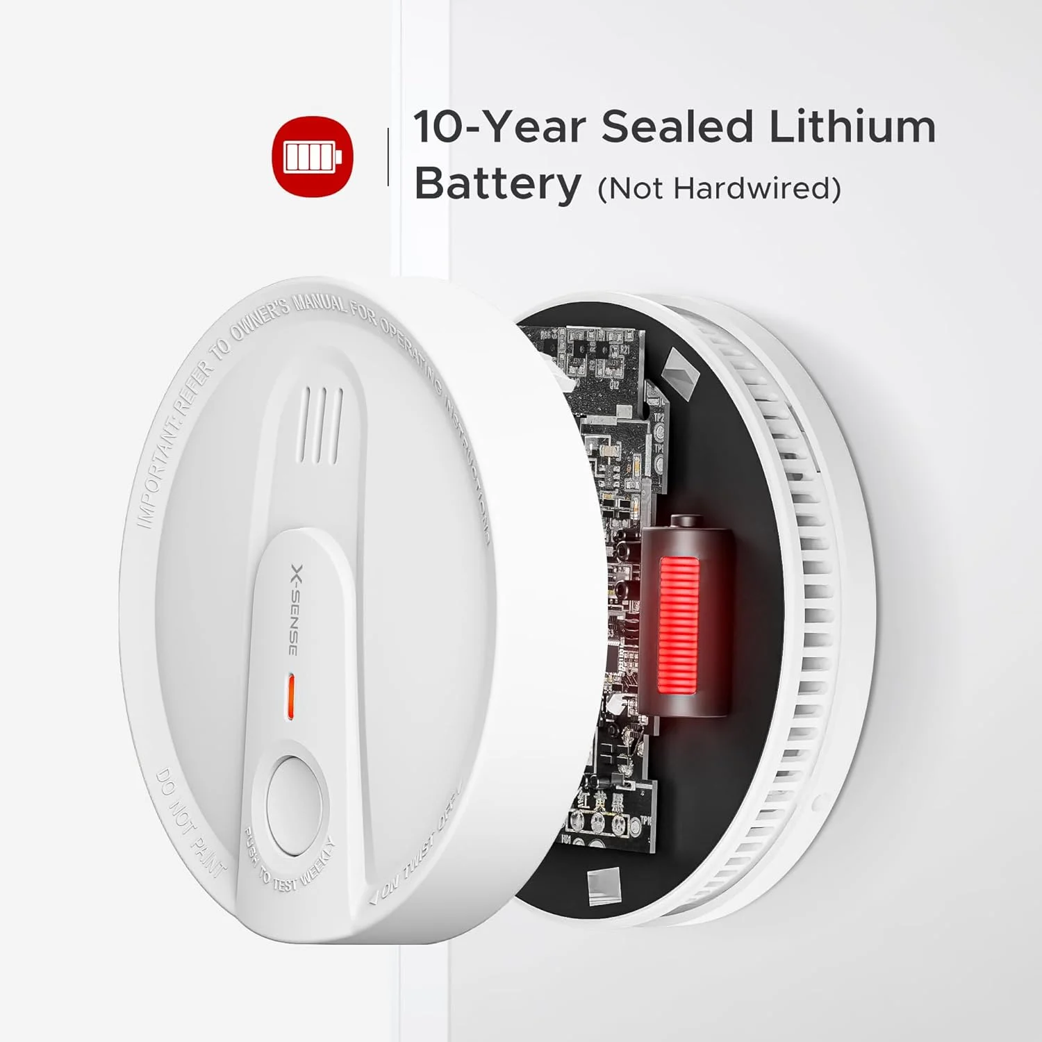 آشکارساز دود X-Sense، آلارم آتش سوزی با باتری لیتیومی 10 ساله با نشانگر LED، مدل SD2L0AX، بسته 3 عددی