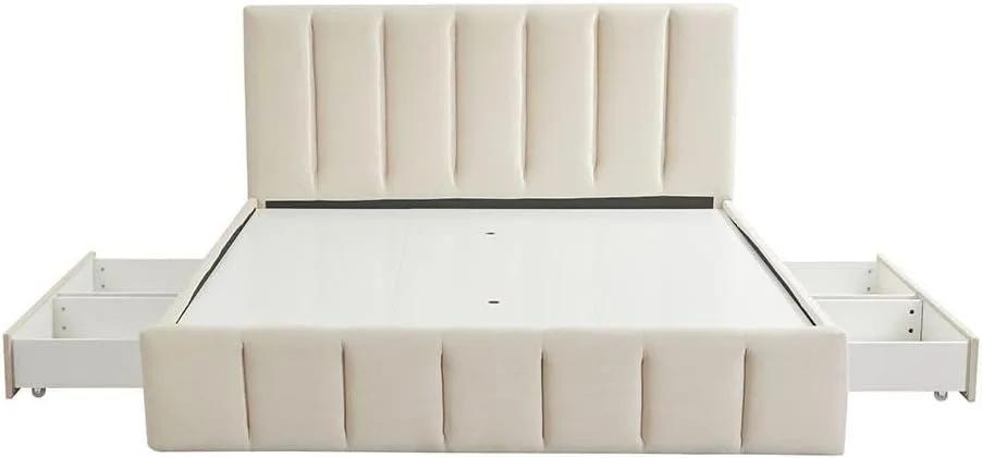 تخت خواب دو نفره دانوب هوم ویستا سایز کوئین 150x200 با 4 کشو | طراحی مدرن و مستحکم، مبلمان قاب تخت خواب چوبی | تخت خواب های آرام و راحت، ابعاد 220x161x111 سانتی متر - بژ روشن تخت خواب دو نفره دانوب هوم ویستا سایز کوئین 150x200 با 4 کشو | طراحی مدرن و مستحکم، مبلمان قاب تخت خواب چوبی | تخت خواب های آرام و راحت، ابعاد 220x161x111 سانتی متر - بژ روشن