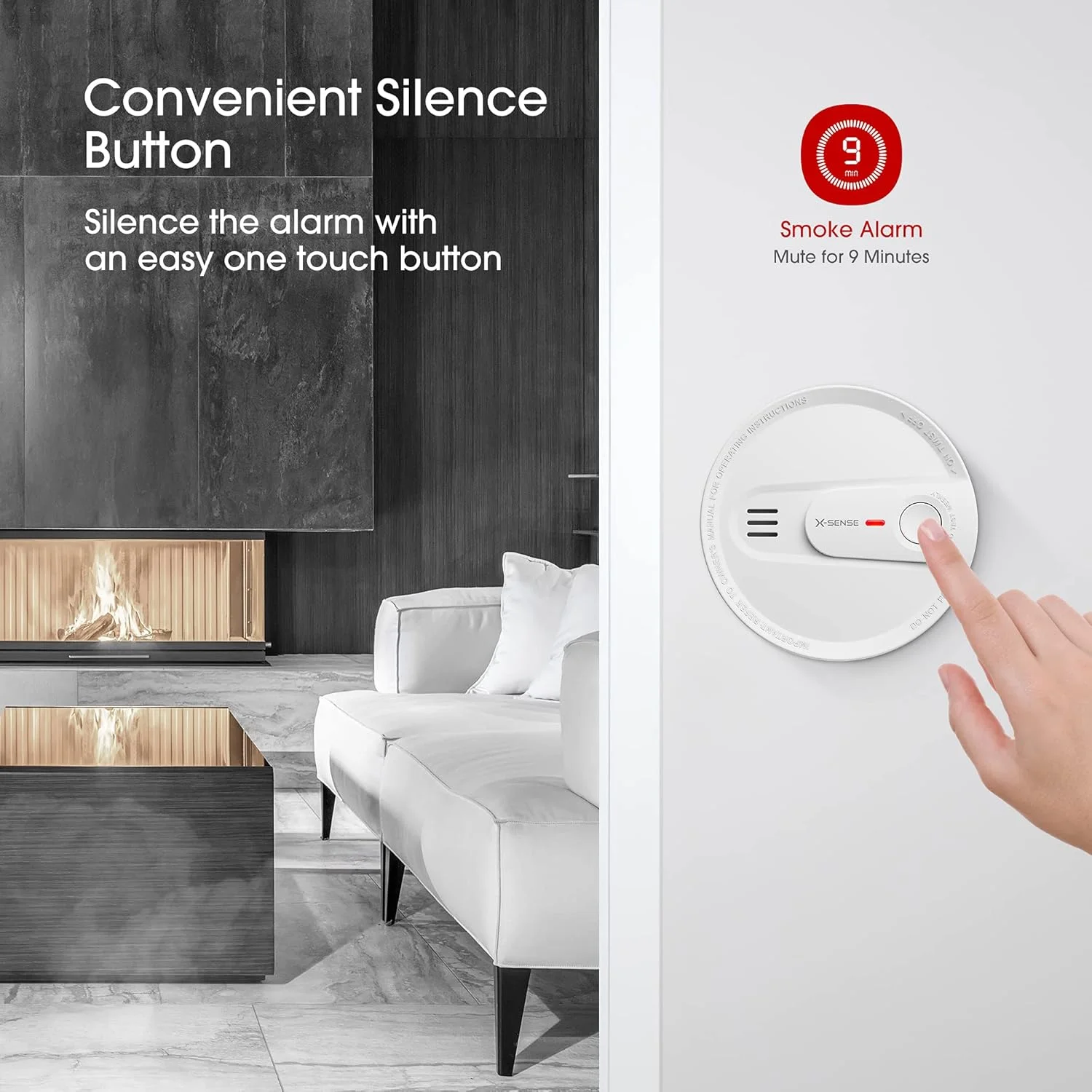 آشکارساز دود X-Sense، آلارم آتش سوزی با باتری 10 ساله، ردیاب دود آتش با نشانگر LED و دکمه سکوت، مطابق با استاندارد EN 14604