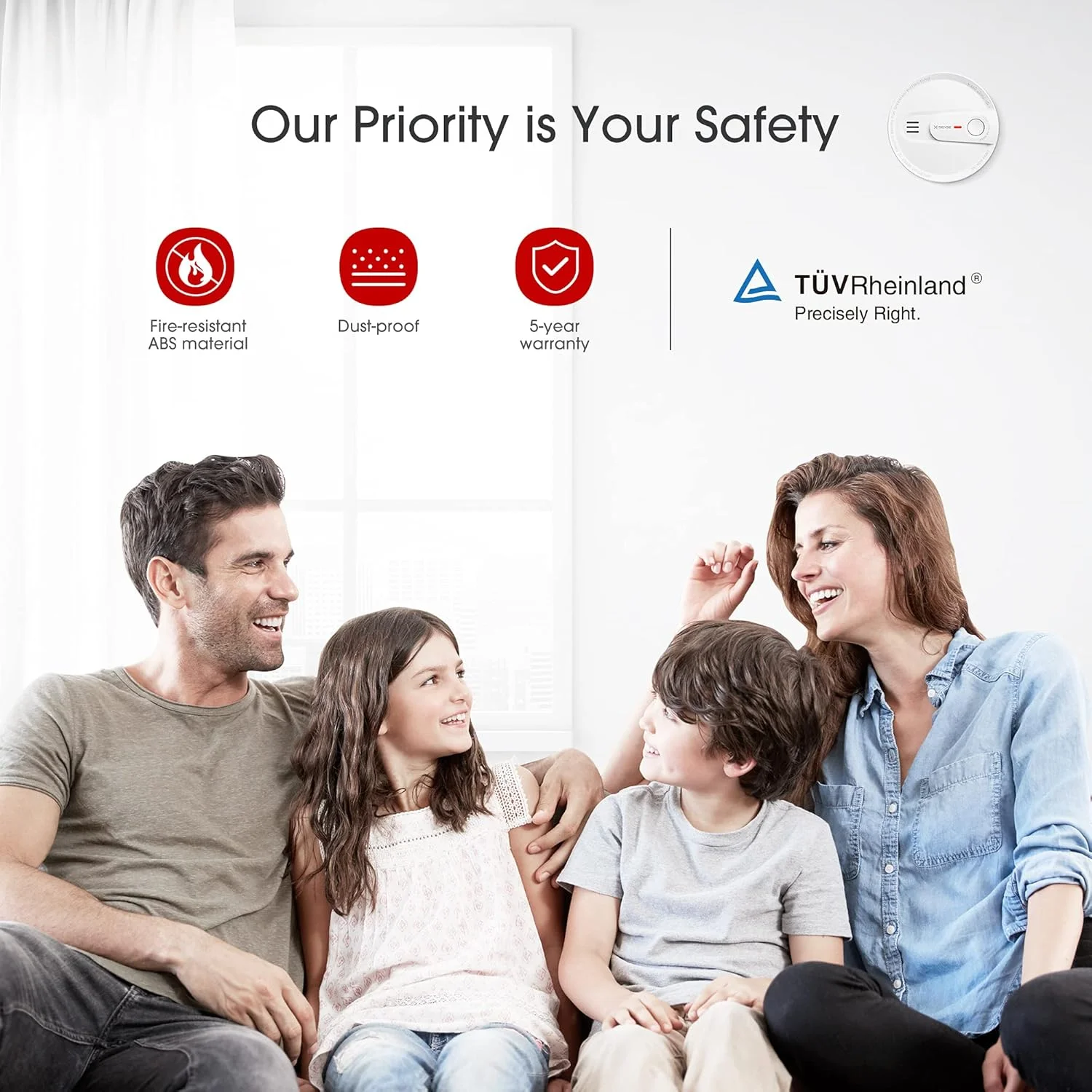 آشکارساز دود X-Sense، آلارم آتش سوزی با باتری 10 ساله، ردیاب دود آتش با نشانگر LED و دکمه سکوت، مطابق با استاندارد EN 14604