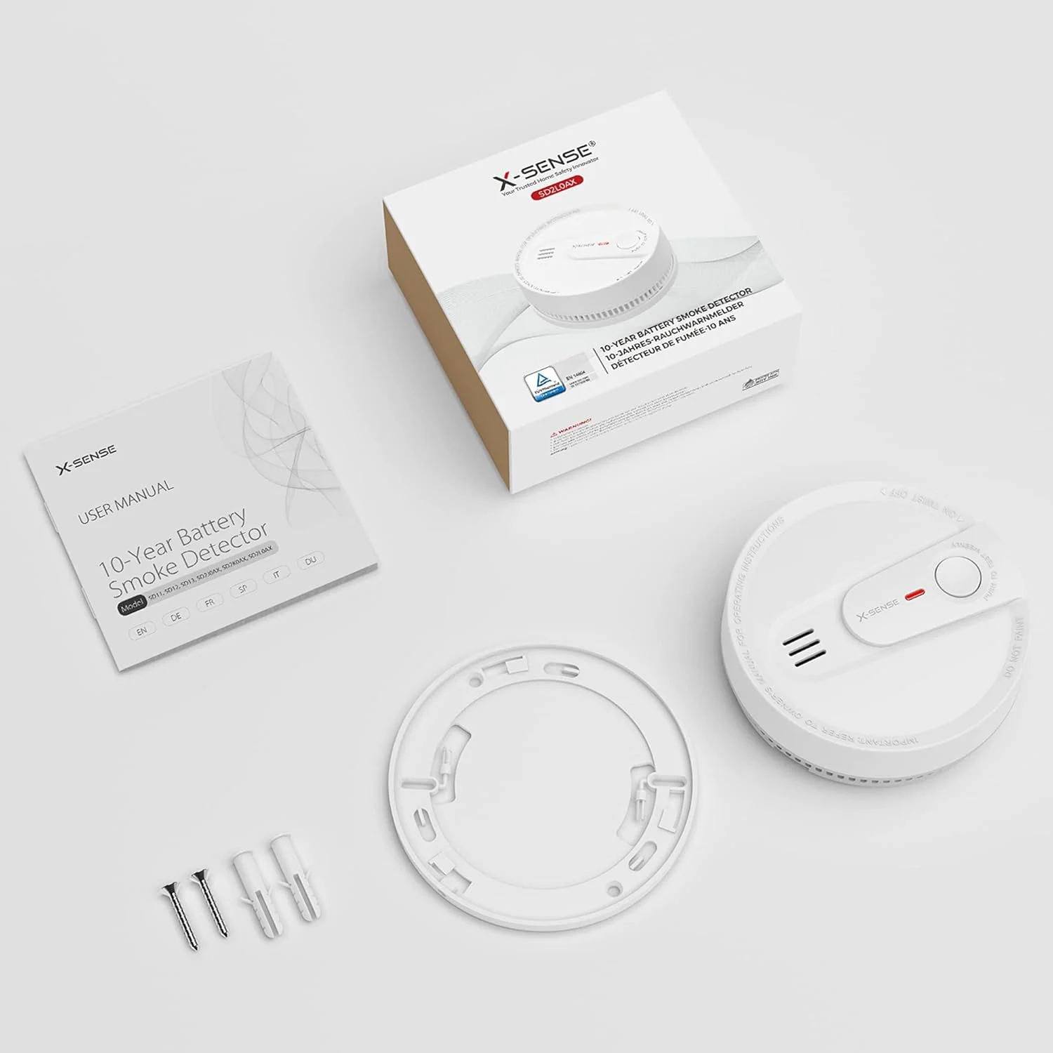 آشکارساز دود X-Sense، آلارم آتش سوزی با باتری 10 ساله، ردیاب دود آتش با نشانگر LED و دکمه سکوت، مطابق با استاندارد EN 14604