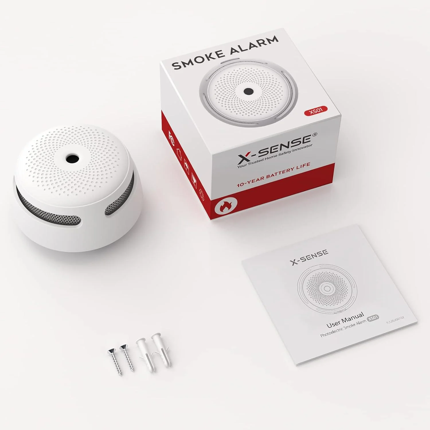 آشکارساز دود کوچک X-Sense، دتکتور دود و آتش با باتری 10 ساله، نشانگر LED و دکمه سکوت، مدل XS01