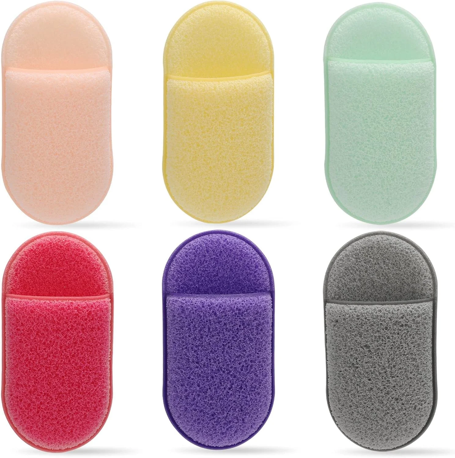 پدهای اسفنجی صورت MAKINGTEC، بسته 6 عددی، برای پاکسازی و لایه برداری، پدهای پاک کننده آرایش چندبار مصرف، برس پاک کننده صورت، اسکرابر صورت، اسفنج شستشوی صورت (رنگ تصادفی)