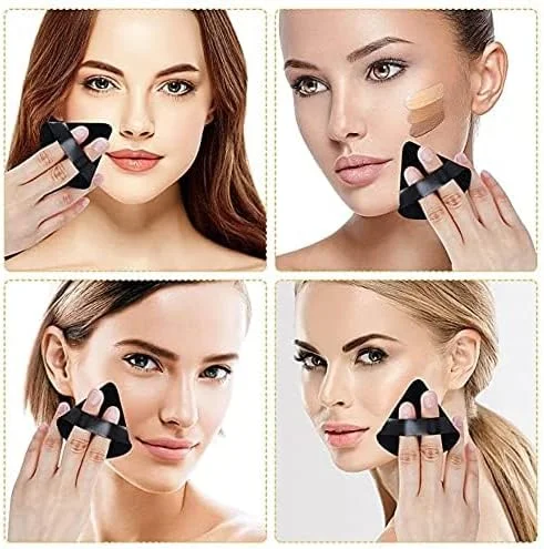 پدهای آرایشی مثلثی میرفا، 2 عددی، پد پودر مثلثی، اسفنج آرایشی نرم، اسفنج پودر آرایشی قابل استفاده مجدد با بند برای پودر فیکس، فونداسیون، گوشه چشم، آرایش مرطوب و خشک، 2 عدد