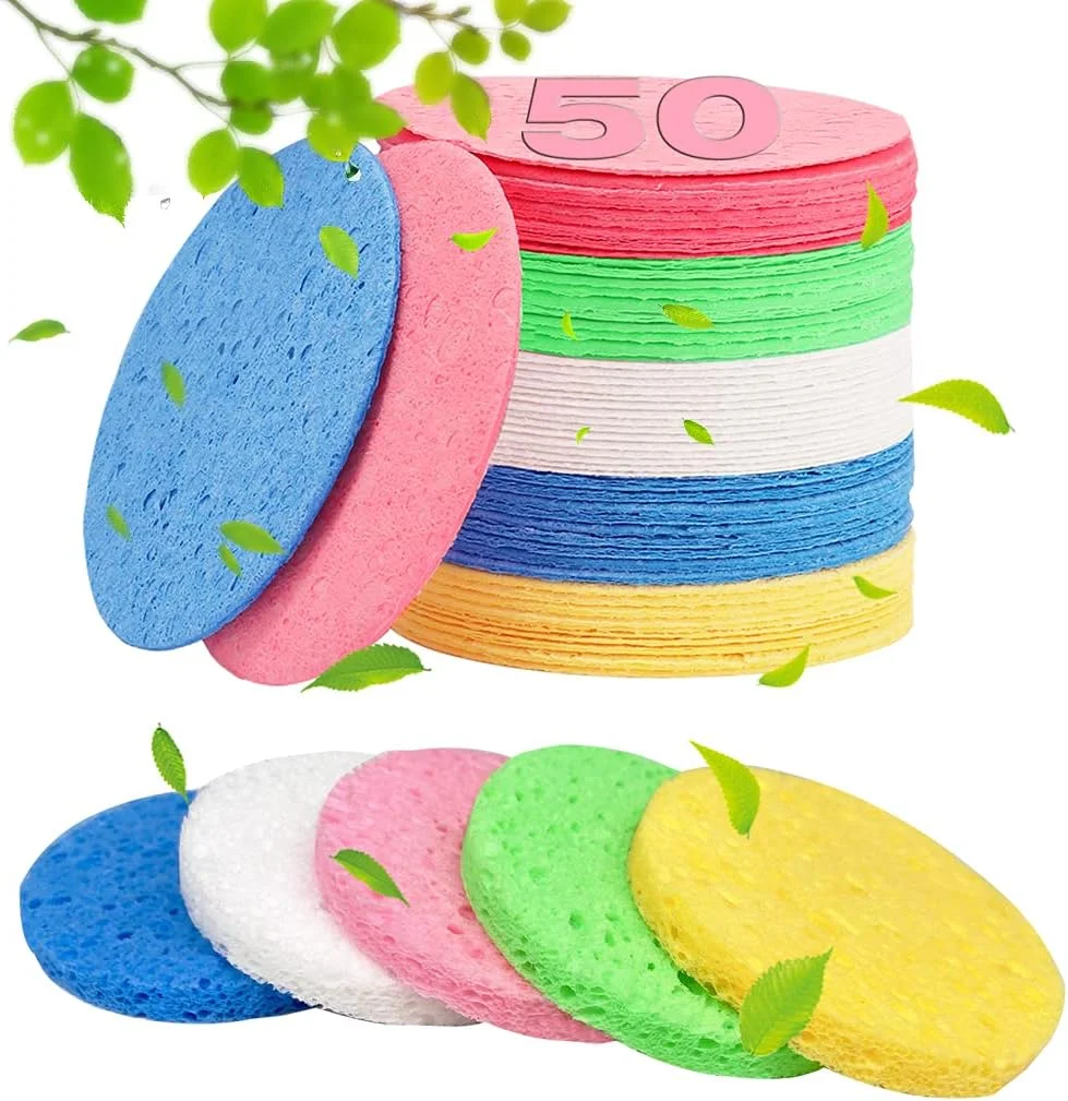 متوتر، 50 عدد اسفنج فشرده صورت مناسب متخصصان زیبایی - اسفنج پاک کننده صورت سلولزی 100% طبیعی، اسفنج های اسپا برای پاکسازی صورت، ماساژ، لایه برداری منافذ، ماسک، پاک کردن آرایش