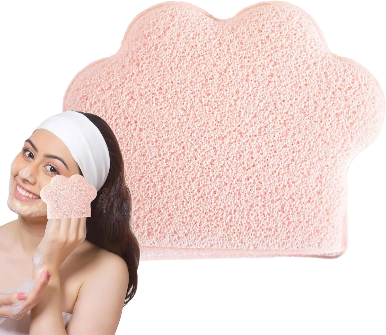 پدهای آرایشی برای پاکسازی صورت | پد اسفنجی بزرگ کننده پوست طرح پنجه گربه - حوله اسکراب شستشوی لوازم آرایشی پوست مدل دستکشی برای منافذ کثیف