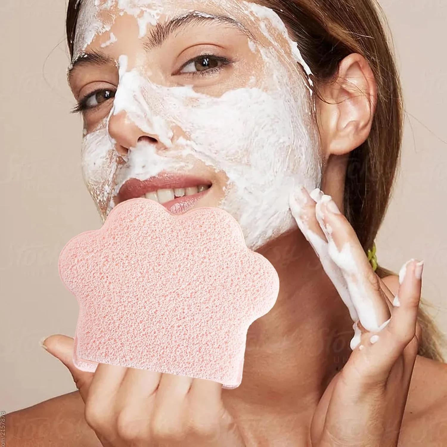 پدهای آرایشی برای پاکسازی صورت - پد اسفنجی طرح پنجه گربه، پد بزرگ دستکشی برای پاکسازی و لایه برداری پوست مناسب بانوان و آقایان