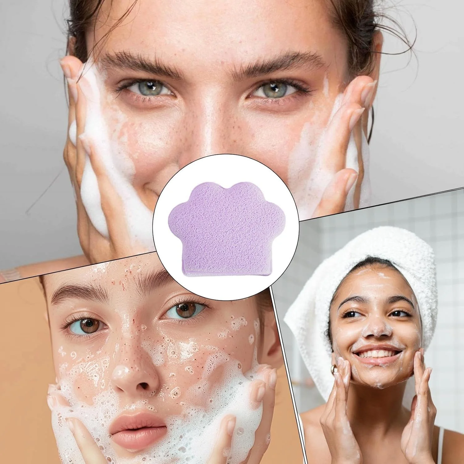 اسفنج های آرایشی برای پاکسازی صورت، طراحی پنجه گربه ای بزرگ شده، پدهای فشرده صورت، دستمال مرطوب دستکشی برای پاک کردن آرایش، مناسب لوازم حمام اسفنج های آرایشی برای پاکسازی صورت، طراحی پنجه گربه ای بزرگ شده، پدهای فشرده صورت، دستمال مرطوب دستکشی برای پاک کردن آرایش، مناسب لوازم حمام