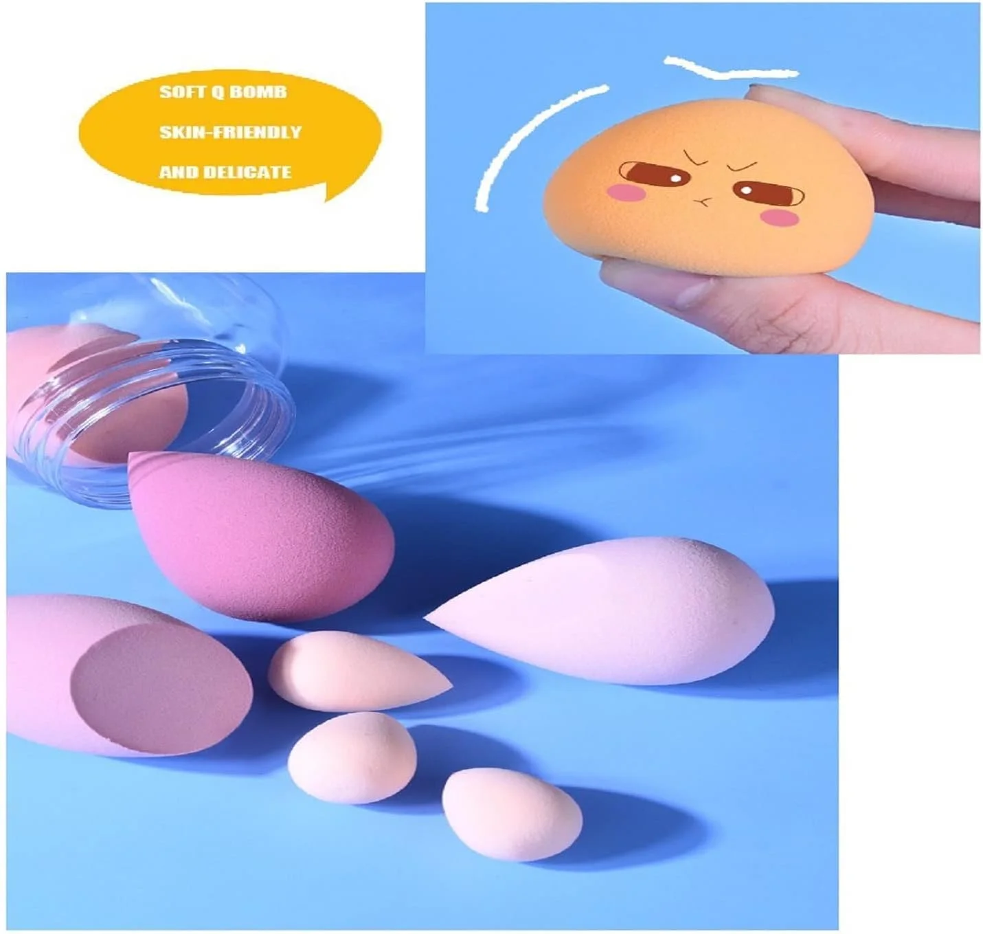 مجموعه 7 عددی اسفنج آرایشی Lobe Miracle Beauty، پد اشکی، اسفنج فونداسیون با ظرف نگهدارنده، طراحی بطری زیبا، تخم مرغی رنگارنگ ماکارون مجموعه 7 عددی اسفنج آرایشی Lobe Miracle Beauty، پد اشکی، اسفنج فونداسیون با ظرف نگهدارنده، طراحی بطری زیبا، تخم مرغی رنگارنگ ماکارون