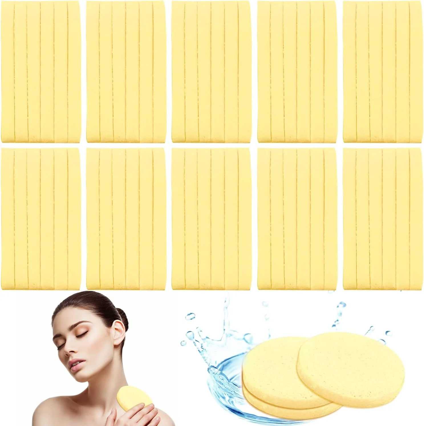 پدهای اسفنجی فشرده صورت Krgiqn، 120 عدد، پد پاک کننده صورت و پاک کننده آرایش، شستشوی لایه بردار گرد برای زنان و دختران - زرد پدهای اسفنجی فشرده صورت Krgiqn، 120 عدد، پد پاک کننده صورت و پاک کننده آرایش، شستشوی لایه بردار گرد برای زنان و دختران - زرد