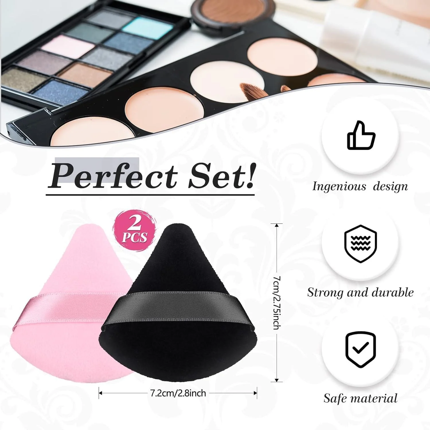 پدهای مثلثی پودر آرایشی FUIN، 2 عدد، پد آرایشی، پد پودر، اسفنج پودر مخملی نرم، اسفنج های مثلثی قابل استفاده مجدد با بند، برای پودر فیکس، لوازم آرایشی، کرم پودر، آرایش مرطوب و خشک (مشکی، صورتی) پدهای مثلثی پودر آرایشی FUIN، 2 عدد، پد آرایشی، پد پودر، اسفنج پودر مخملی نرم، اسفنج های مثلثی قابل استفاده مجدد با بند، برای پودر فیکس، لوازم آرایشی، کرم پودر، آرایش مرطوب و خشک (مشکی، صورتی)
