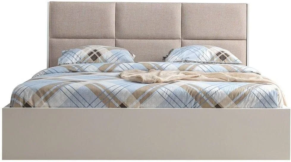 Danube Home V2 Serenity 180x200 King Bed | Sturdy Modern Design Wooden Double Bed Frame Furniture | Quiet & Comfortable Beds L193xW218xH107cm - Mud Cream/Golden Danube Home V2 Serenity 180x200 King Bed | Sturdy Modern Design Wooden Double Bed Frame Furniture | Quiet & Comfortable Beds L193xW218xH107cm - Mud Cream/Golden
