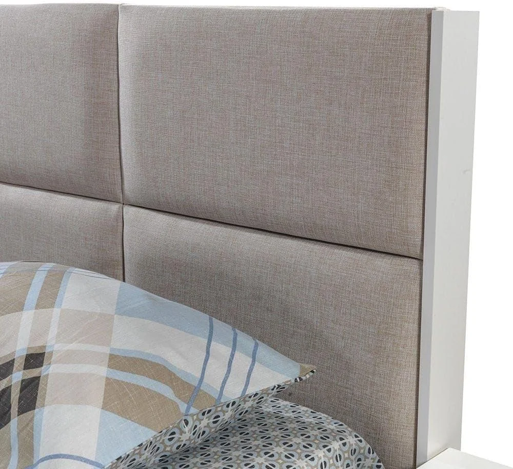 Danube Home V2 Serenity 180x200 King Bed | Sturdy Modern Design Wooden Double Bed Frame Furniture | Quiet & Comfortable Beds L193xW218xH107cm - Mud Cream/Golden Danube Home V2 Serenity 180x200 King Bed | Sturdy Modern Design Wooden Double Bed Frame Furniture | Quiet & Comfortable Beds L193xW218xH107cm - Mud Cream/Golden