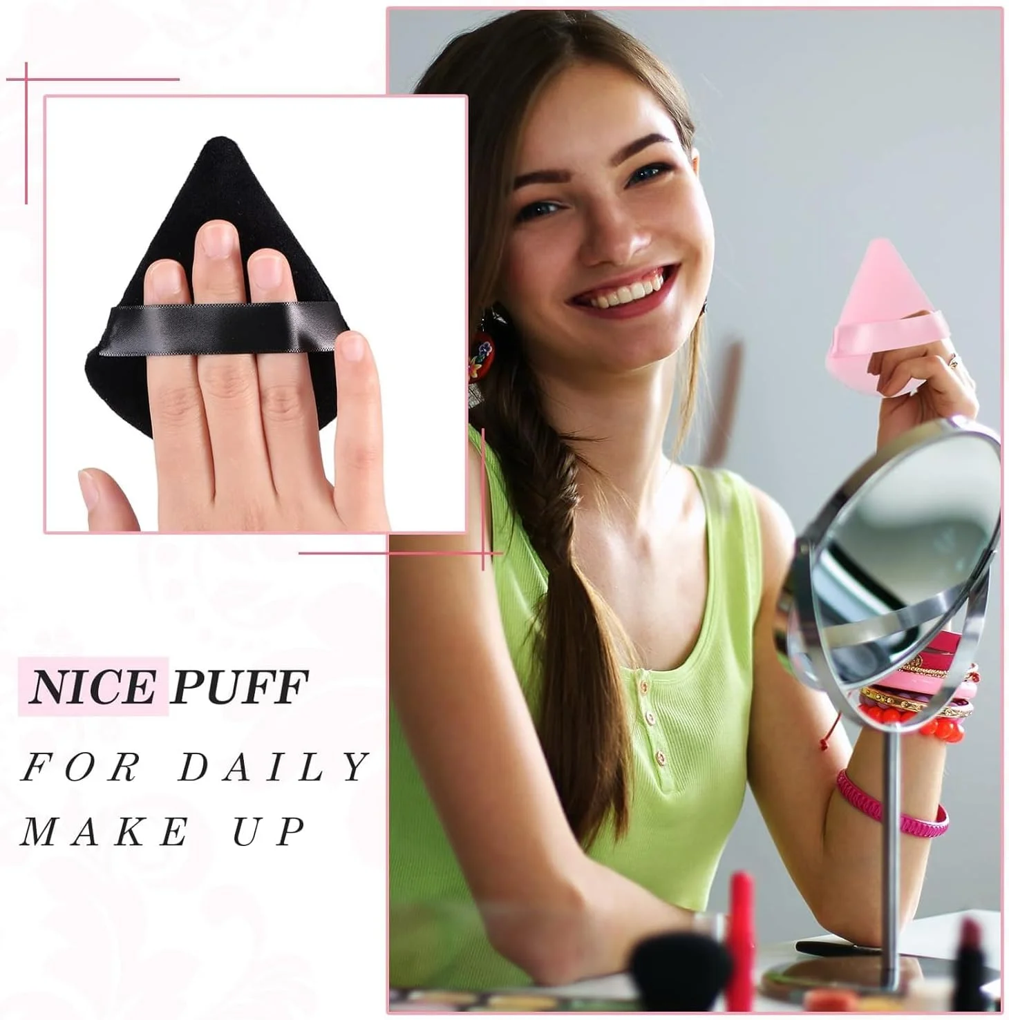 پدهای مثلثی پودر آرایشی FUIN، 2 عدد، پد آرایشی، پد پودر، اسفنج پودر مخملی نرم، اسفنج های مثلثی قابل استفاده مجدد با بند، برای پودر فیکس، لوازم آرایشی، کرم پودر، آرایش مرطوب و خشک (مشکی، صورتی) پدهای مثلثی پودر آرایشی FUIN، 2 عدد، پد آرایشی، پد پودر، اسفنج پودر مخملی نرم، اسفنج های مثلثی قابل استفاده مجدد با بند، برای پودر فیکس، لوازم آرایشی، کرم پودر، آرایش مرطوب و خشک (مشکی، صورتی)