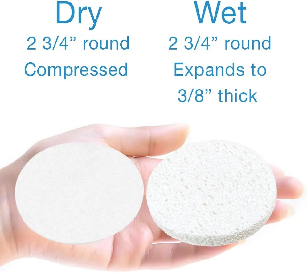 اسفنج های فشرده صورت حرفه ای فورپرو، بسته 50 عددی اسفنج سلولزی برای پاکسازی صورت، لایه برداری و پاک کردن آرایش، گرد 7 سانتی متر، سفید