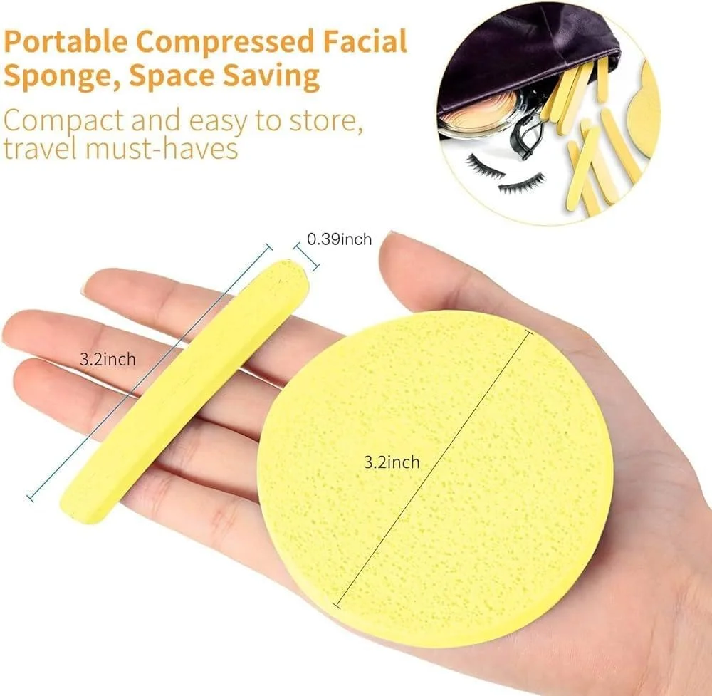اسفنج پاک کننده صورت - 36 عدد | نرم، قابل استفاده مجدد و بسیار جاذب | اسفنج های فشرده سلولزی صورت برای پاکسازی عمیق، لایه برداری و پاک کردن آرایش | ایده آل برای اسپا، سالن ها و استفاده در منزل