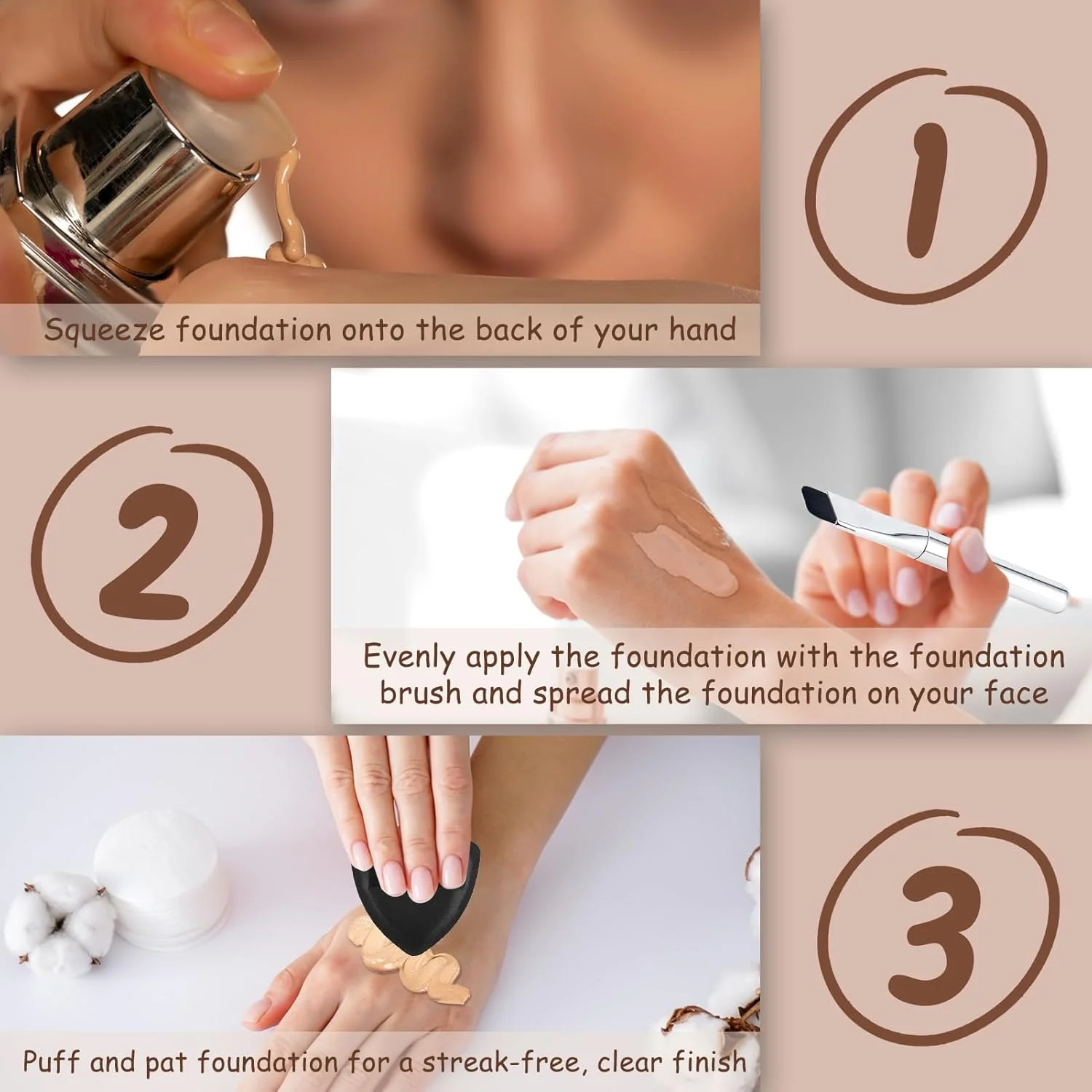 ست برس تخت کرم پودر، اسفنج و پالت ترکیب لوازم آرایش، بلندر یکپارچه برای آرایش طبیعی بی عیب و نقص