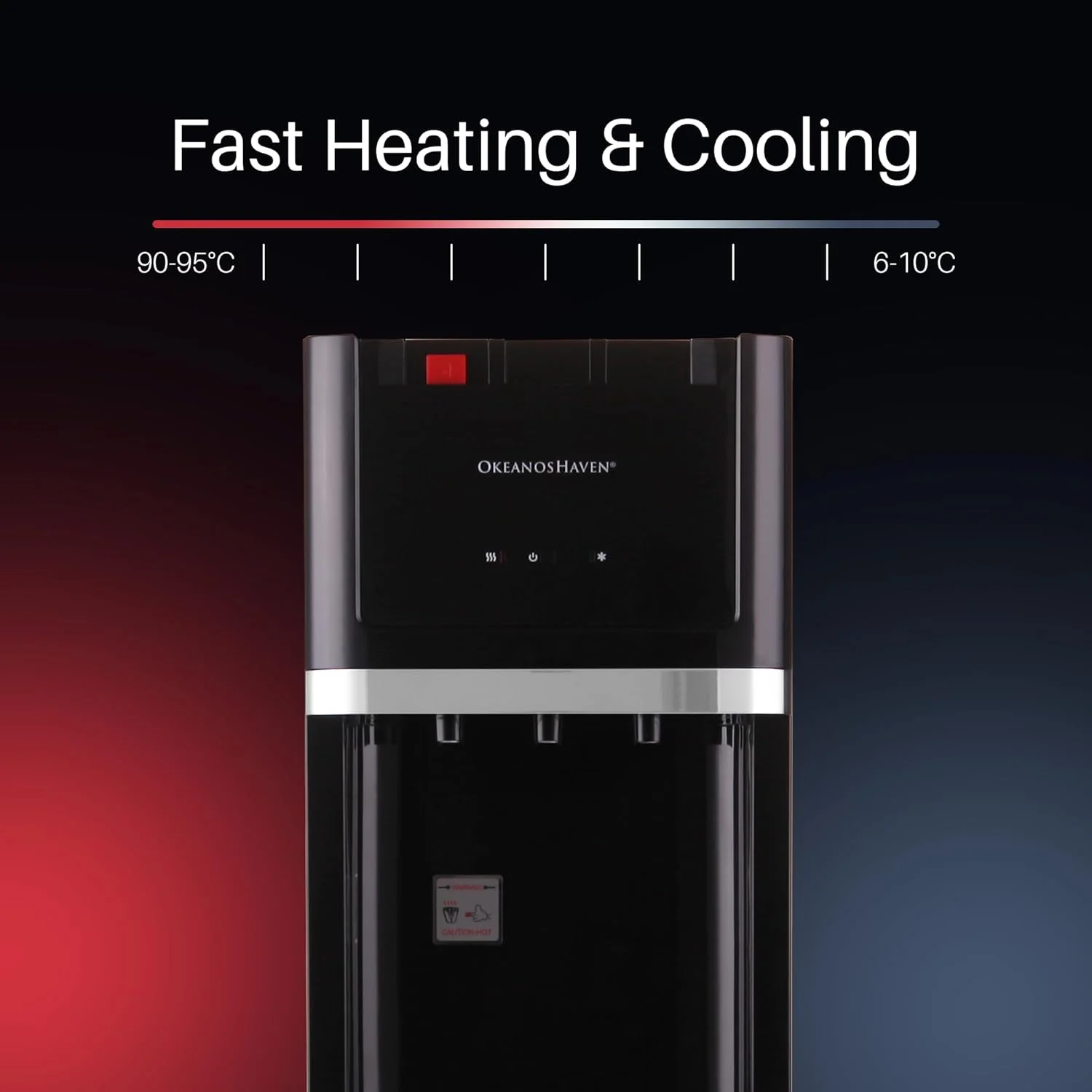 OkeanosHaven Water Dispenser with LED Indicator, Compressor Cooling, Bottom Loaded Tanks, Hot & Cold Water, Compact Design for Home & Office OkeanosHaven Water Dispenser with LED Indicator, Compressor Cooling, Bottom Loaded Tanks, Hot & Cold Water, Compact Design for Home & Office