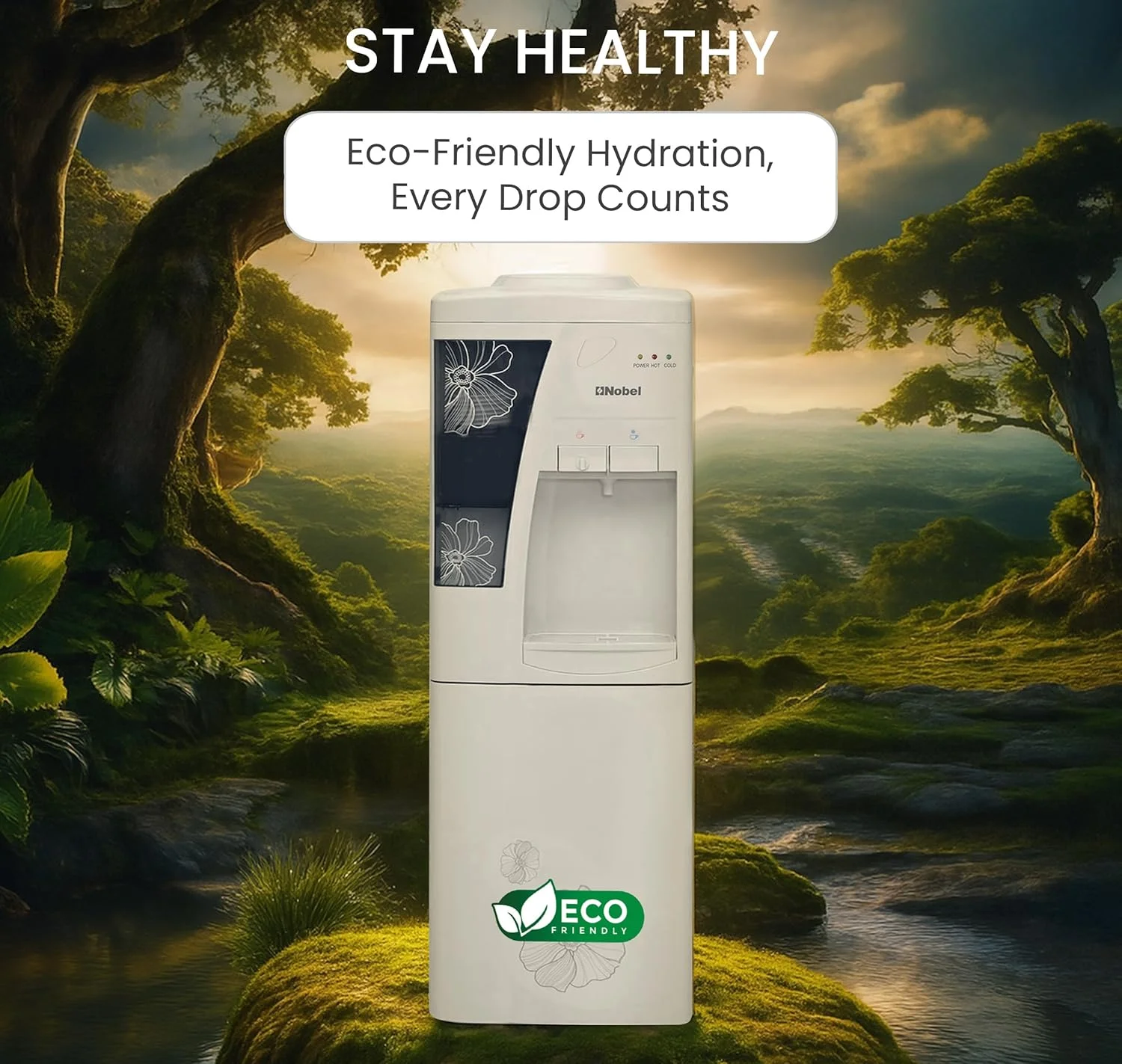 آبسردکن ایستاده نوبل مدل NWD1609 با توان 550 وات، دارای آب گرم و سرد، ظرفیت 5 لیتر آب گرم و 2 لیتر آب سرد در ساعت، کابینت ذخیره سازی، سیستم خنک کننده کمپرسور و سیستم گرمایشی