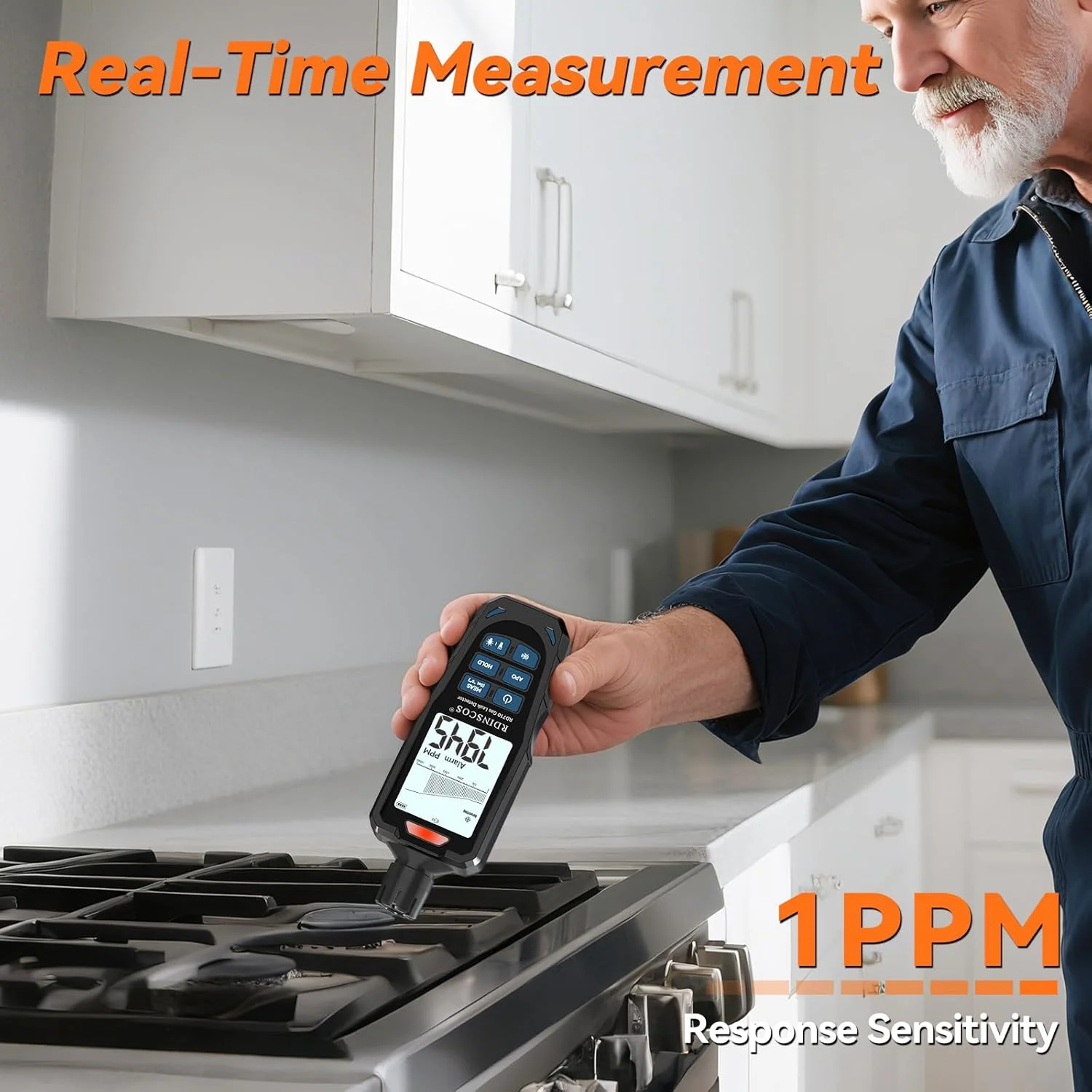 دستگاه تشخیص گازهای قابل اشتعال شارژی - ردیاب دستی همه کاره پروپان، متان و گاز مایع با سنسور فیگارو با حساسیت بالا برای تشخیص نشت گاز در خانه، RV و صنعت