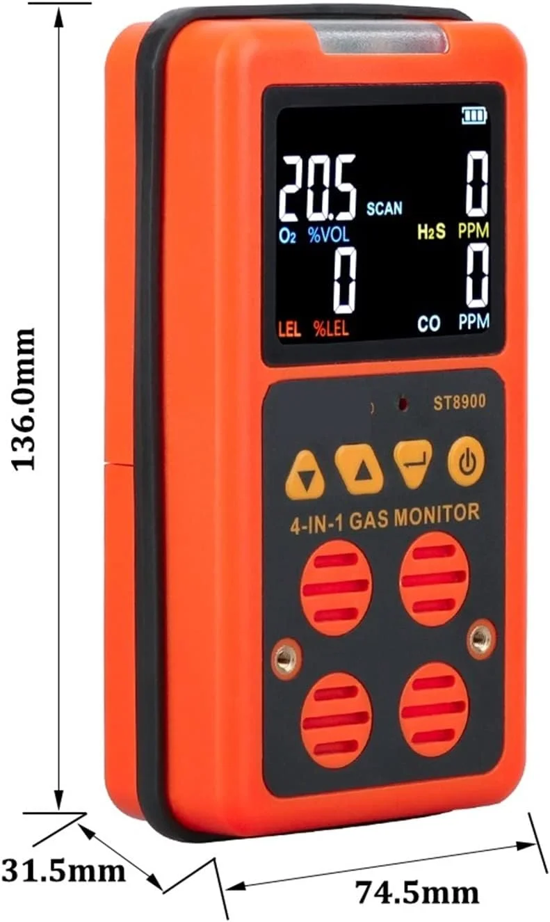 سنسور نشت یاب چندگانه گاز JIKWME 4 در 1، آشکارساز گاز چندگانه، صفحه نمایش گاز اکسیژن O2، سولفید هیدروژن H2S، مونوکسید کربن CO، گاز قابل احتراق LEL، آنالایزر گاز، دقت و حساسیت بالا سنسور نشت یاب چندگانه گاز JIKWME 4 در 1، آشکارساز گاز چندگانه، صفحه نمایش گاز اکسیژن O2، سولفید هیدروژن H2S، مونوکسید کربن CO، گاز قابل احتراق LEL، آنالایزر گاز، دقت و حساسیت بالا