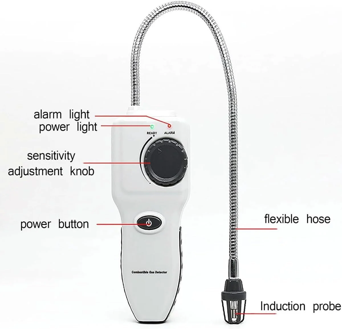 دستگاه تشخیص نشت گاز قابل حمل، گازسنج دستی با پروب گردن غازی انعطاف پذیر 13.8 اینچی، آلارم صوتی و زنگ، حساسیت 50ppm متان و پاسخ سریع، برای آشپزخانه ها، حمام ها، اجاق گاز دستگاه تشخیص نشت گاز قابل حمل، گازسنج دستی با پروب گردن غازی انعطاف پذیر 13.8 اینچی، آلارم صوتی و زنگ، حساسیت 50ppm متان و پاسخ سریع، برای آشپزخانه ها، حمام ها، اجاق گاز