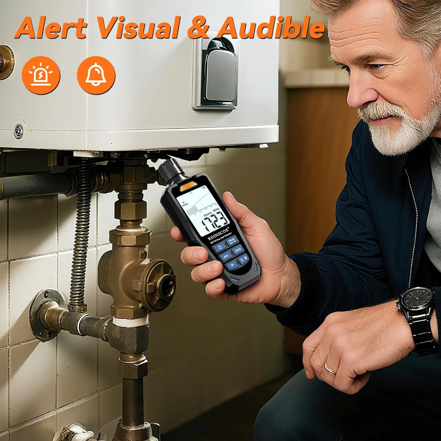 دستگاه تشخیص گازهای قابل اشتعال شارژی - ردیاب دستی همه کاره پروپان، متان و گاز مایع با سنسور فیگارو با حساسیت بالا برای تشخیص نشت گاز در خانه، RV و صنعت