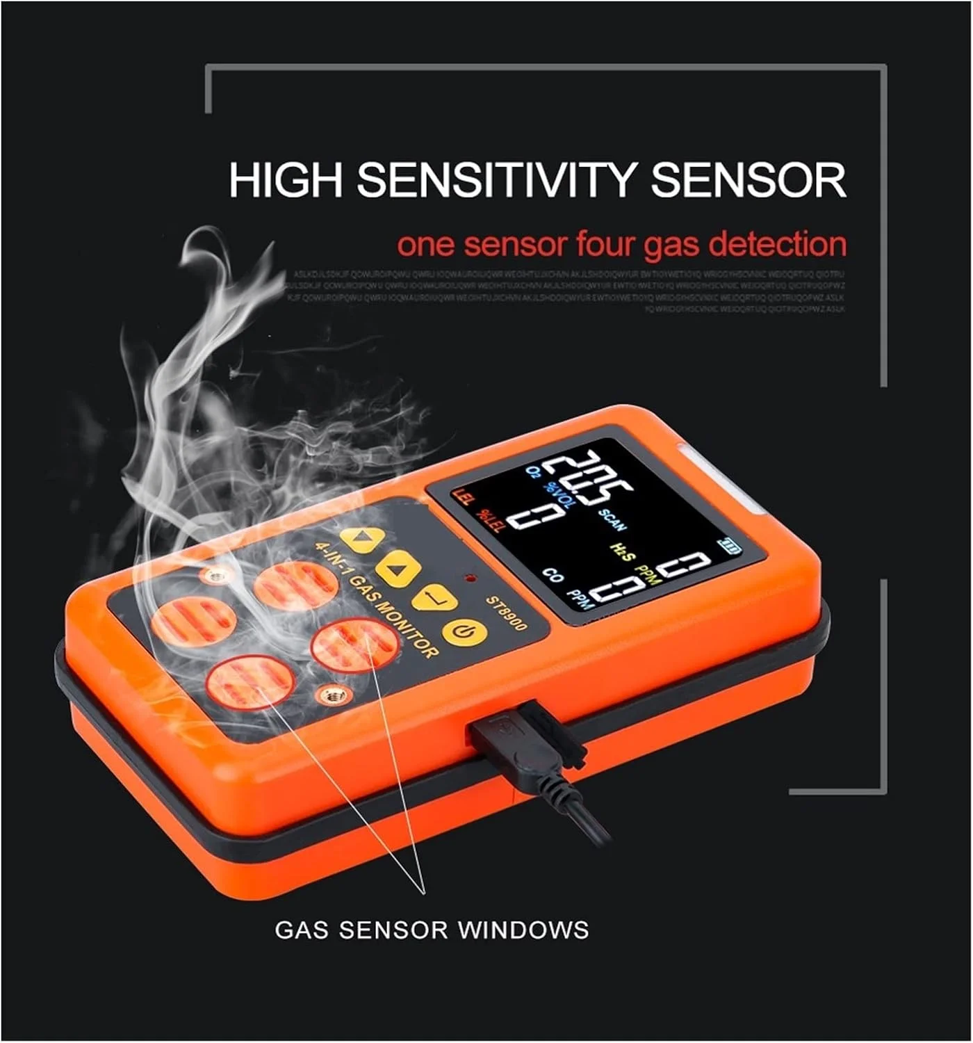 سنسور تشخیص نشت گاز چندگانه QCARSO، دستگاه تشخیص گاز 4 در 1، مانیتور گاز اکسیژن O2، سولفید هیدروژن H2S، مونوکسید کربن CO، گاز قابل احتراق LEL، آنالایزر گاز با دقت و حساسیت بالا سنسور تشخیص نشت گاز چندگانه QCARSO، دستگاه تشخیص گاز 4 در 1، مانیتور گاز اکسیژن O2، سولفید هیدروژن H2S، مونوکسید کربن CO، گاز قابل احتراق LEL، آنالایزر گاز با دقت و حساسیت بالا