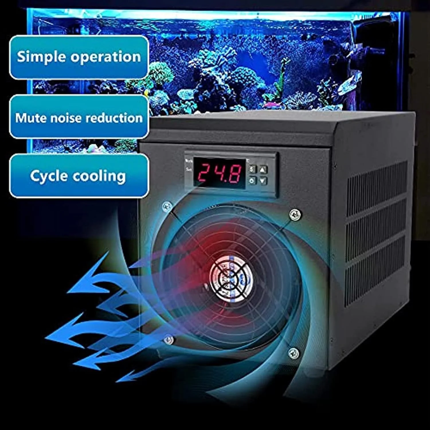 سیستم خنک کننده آکواریوم HSRG با ظرفیت 60 لیتر، چیلر آب آکواریوم، دستگاه خنک کننده آب آکواریوم 180 وات با پمپ 5 وات + لوله 2 متری، تنظیم دما 10-40 درجه سانتیگراد، برای آب شور/آب شیرین هیدروپونیک سیستم خنک کننده آکواریوم HSRG با ظرفیت 60 لیتر، چیلر آب آکواریوم، دستگاه خنک کننده آب آکواریوم 180 وات با پمپ 5 وات + لوله 2 متری، تنظیم دما 10-40 درجه سانتیگراد، برای آب شور/آب شیرین هیدروپونیک