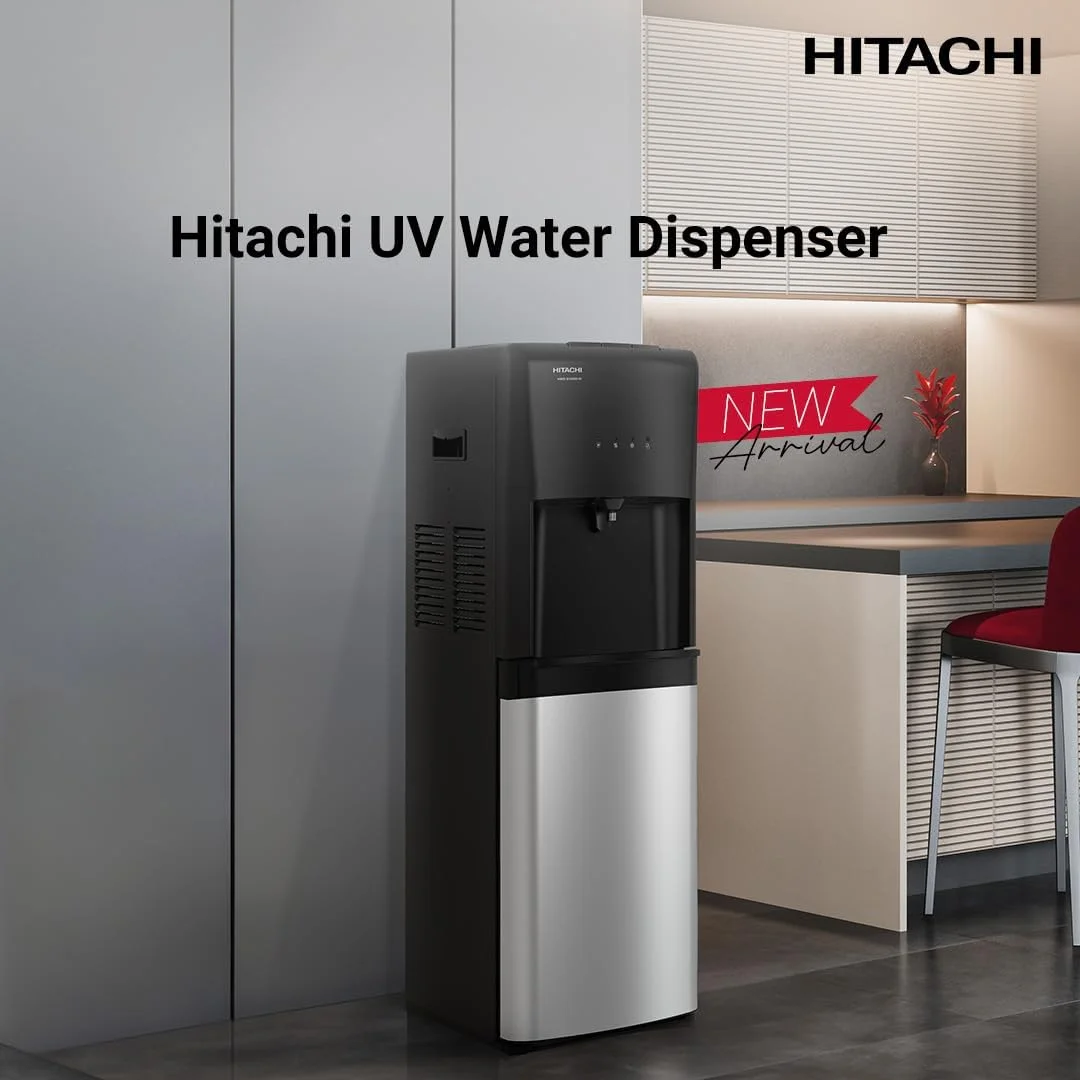 آبسردکن ایستاده هیتاچی با سیستم ضدعفونی UV، بارگیری از پایین، خنک کننده کمپرسور با راندمان بالا، آب گرم و سرد و دمای محیط، قفل ایمنی کودک، مدل HWDB50000SV آبسردکن ایستاده هیتاچی با سیستم ضدعفونی UV، بارگیری از پایین، خنک کننده کمپرسور با راندمان بالا، آب گرم و سرد و دمای محیط، قفل ایمنی کودک، مدل HWDB50000SV