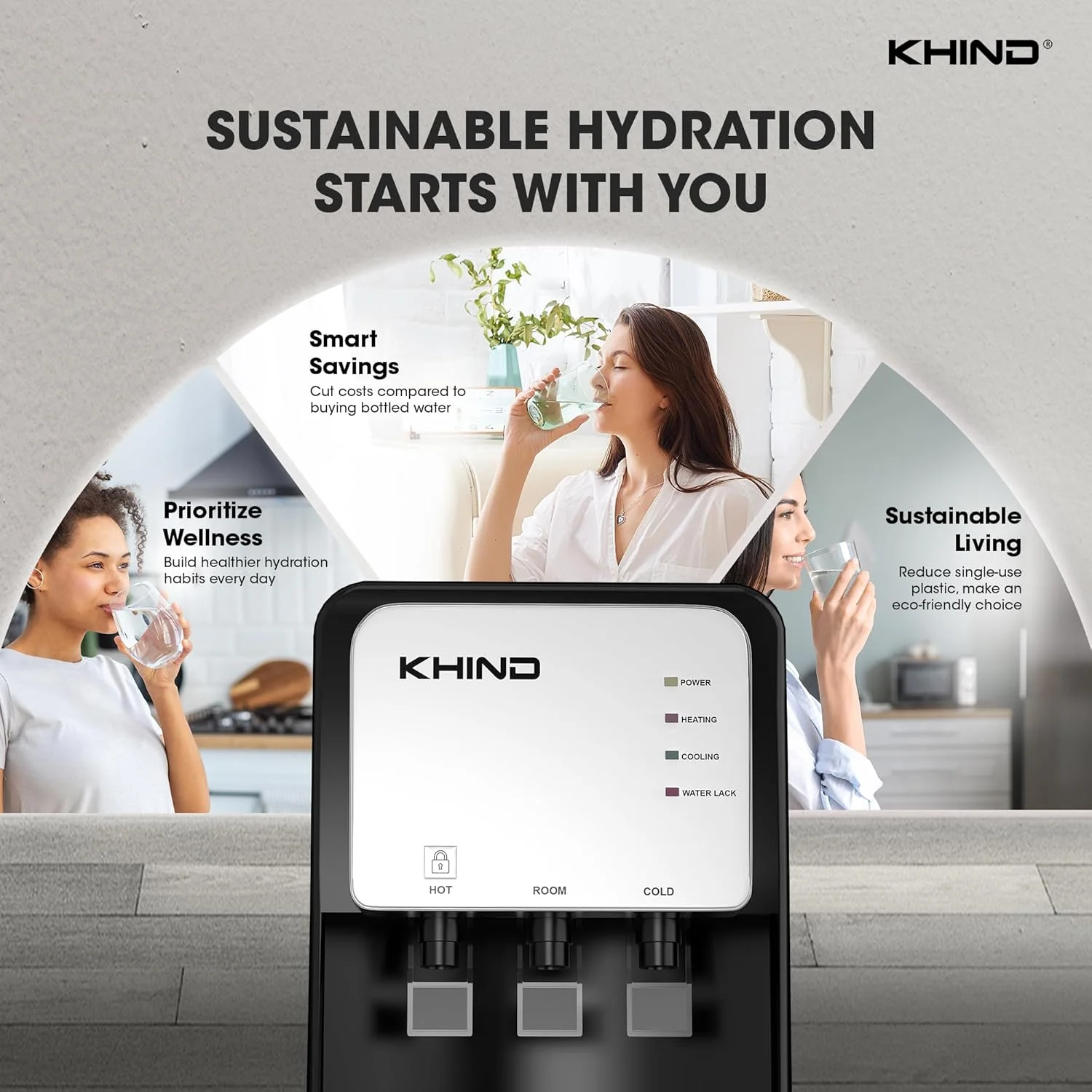 آبسردکن ایستاده 7 لیتری KHIND با پمپ مکش خودکار، خروجی آب گرم، معمولی و سرد، بارگیری از پایین، قفل کودک، چراغ های نشانگر هوشمند، مشکی - مدل WD-3BP - ساخت چین آبسردکن ایستاده 7 لیتری KHIND با پمپ مکش خودکار، خروجی آب گرم، معمولی و سرد، بارگیری از پایین، قفل کودک، چراغ های نشانگر هوشمند، مشکی - مدل WD-3BP - ساخت چین