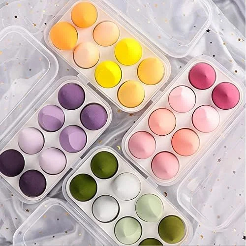 اسفنج آرایشی ECVV Beauty Blender - بسته 8 عددی اسفنج مخلوط کننده کرم پودر، ایده آل برای آرایش خانم ها، هایلایترها، پودر، کرم یا استفاده از مایعات، |رنگ و شکل تصادفی|