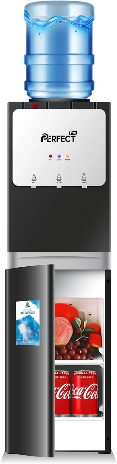 آبسردکن ایتالی پرفکت مدل PWD-5700KF | دارای کابین یخچال داخلی | آبسردکن ایستاده با بارگیری از بالا | خنک کننده آب گرم و سرد | سازگار با بطری 5 گالن | رنگ مشکی/نقره ای